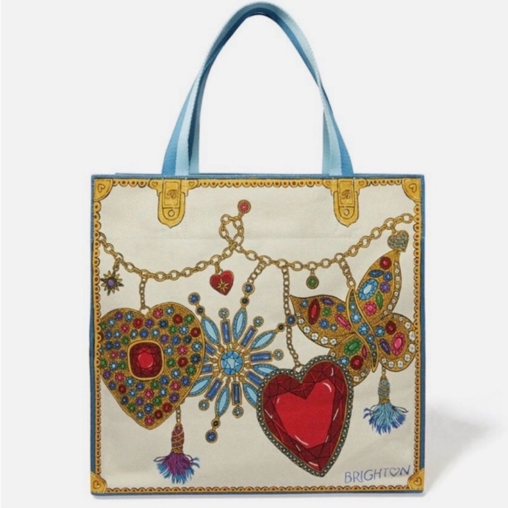 Brighton Glittering Love Tote Colorful Heart and Butterfly Tote